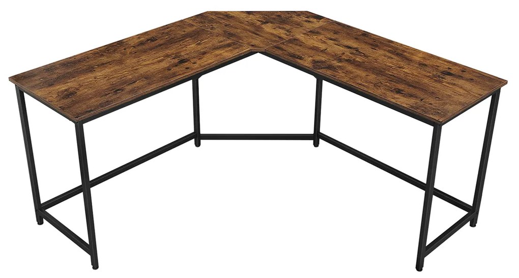 Secretária de computador em forma de L 149 x 149 x 75 cm Castanho Vintage-preto