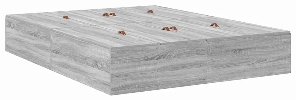 Estrado de cama com arrumação cinza Sonoma 135 x 190 cm