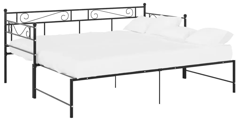 Estrutura sofá-cama de puxar 90x200 cm metal preto
