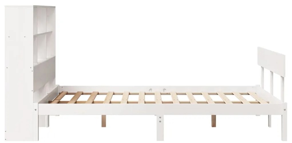 Cama com estante sem colchão 120x190 cm pinho maciço branco