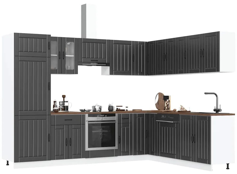 vidaXL 14 peças armário de cozinha conjunto Lucca preto