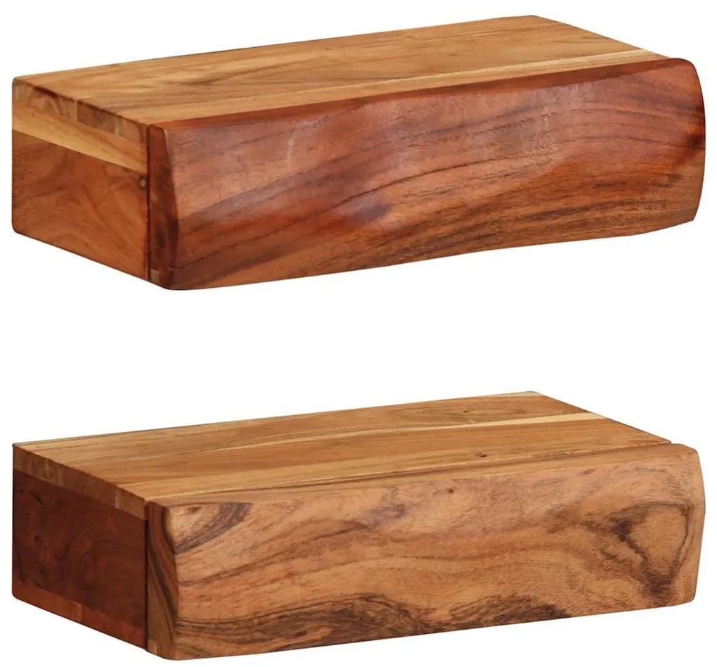 Prateleiras parede 2 pcs 30x17x8 cm madeira de acácia maciça