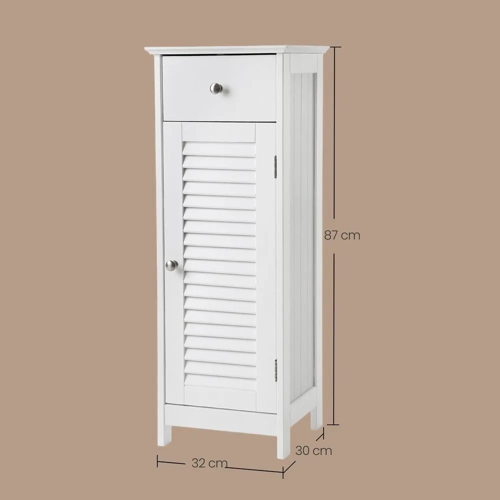 Armário de casa de banho estreito com gaveta 30 x 32 x 87 cm Branco