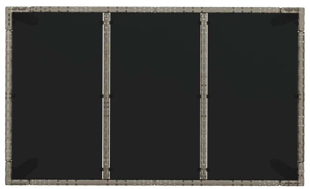 Mesa de jardim com tampo de vidro 150x90x75 cm vime PE cinzento