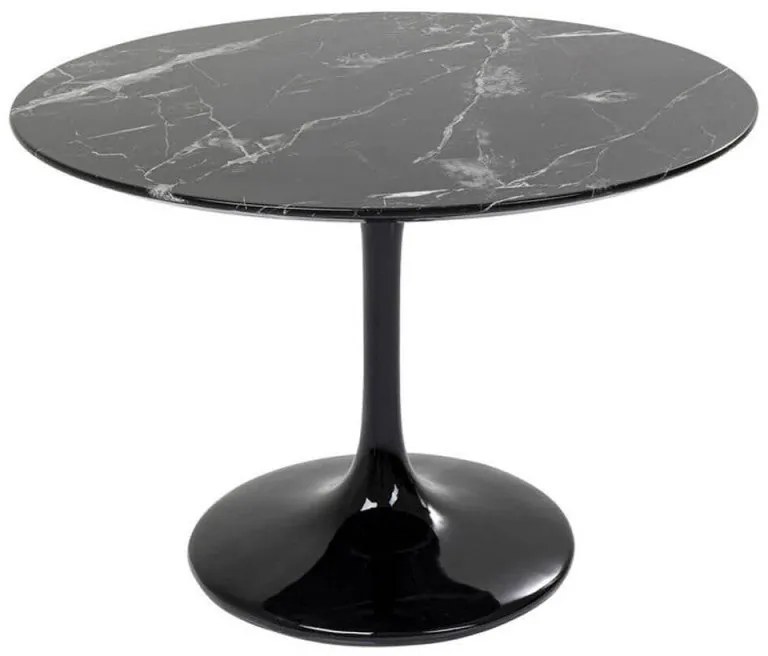 Mesa de Jantar Redonda TUL com Base em Fibra de Vidro Preta e Tampo em