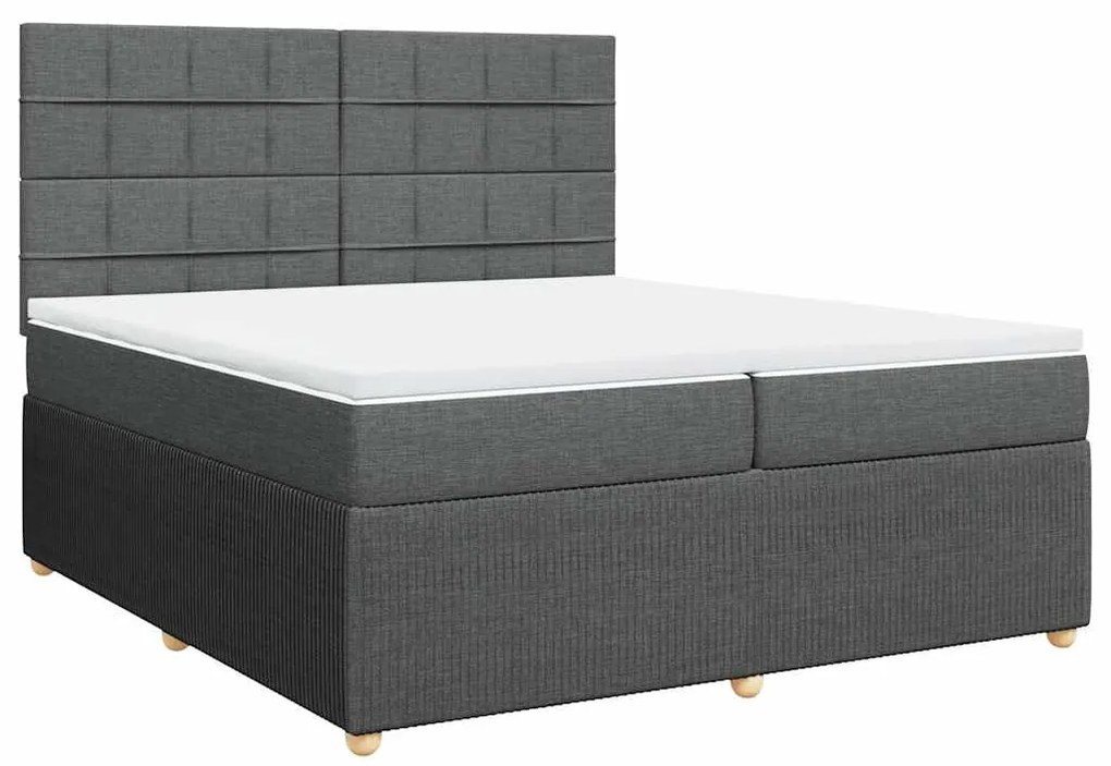 Cama com molas/colchão 200x200 cm tecido cinzento-escuro