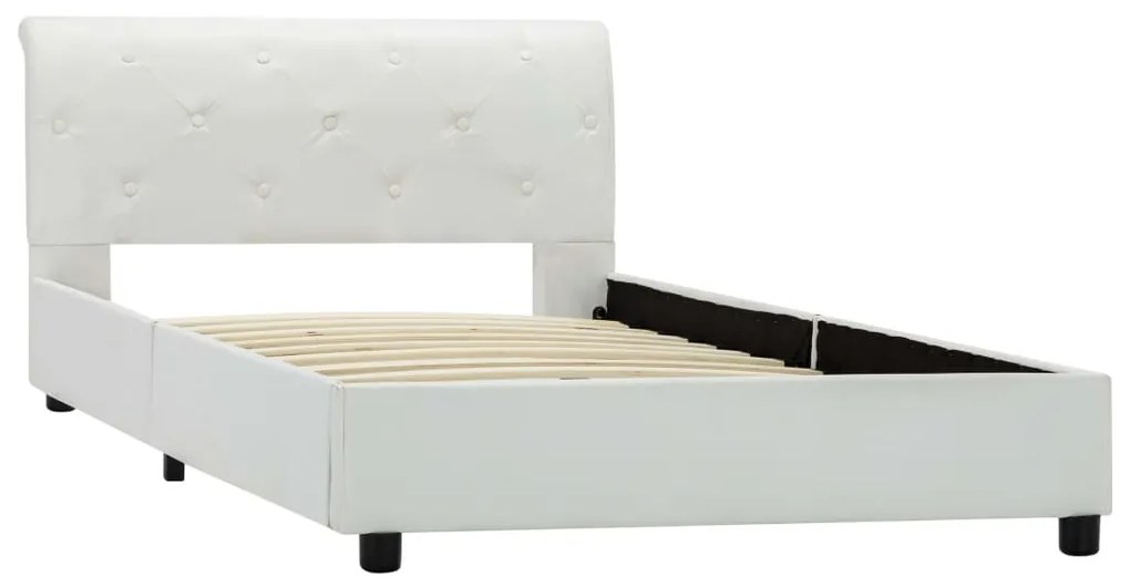 Estrutura de cama 100x200 cm couro artificial branco