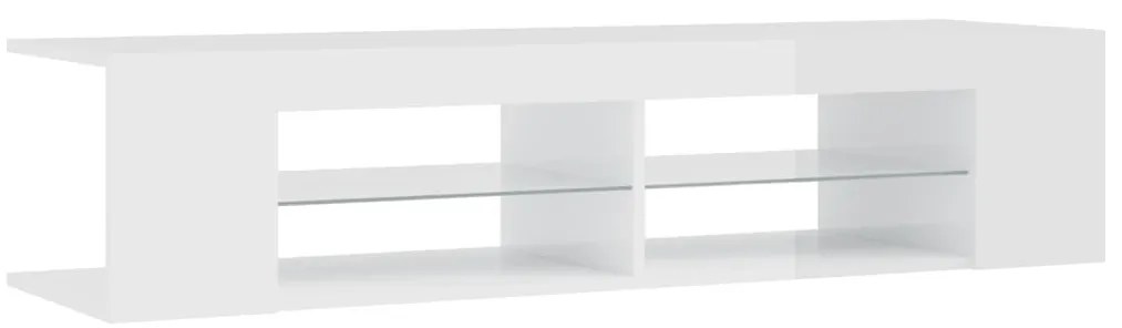 Móvel de TV com luzes LED 135x39x30 cm branco brilhante