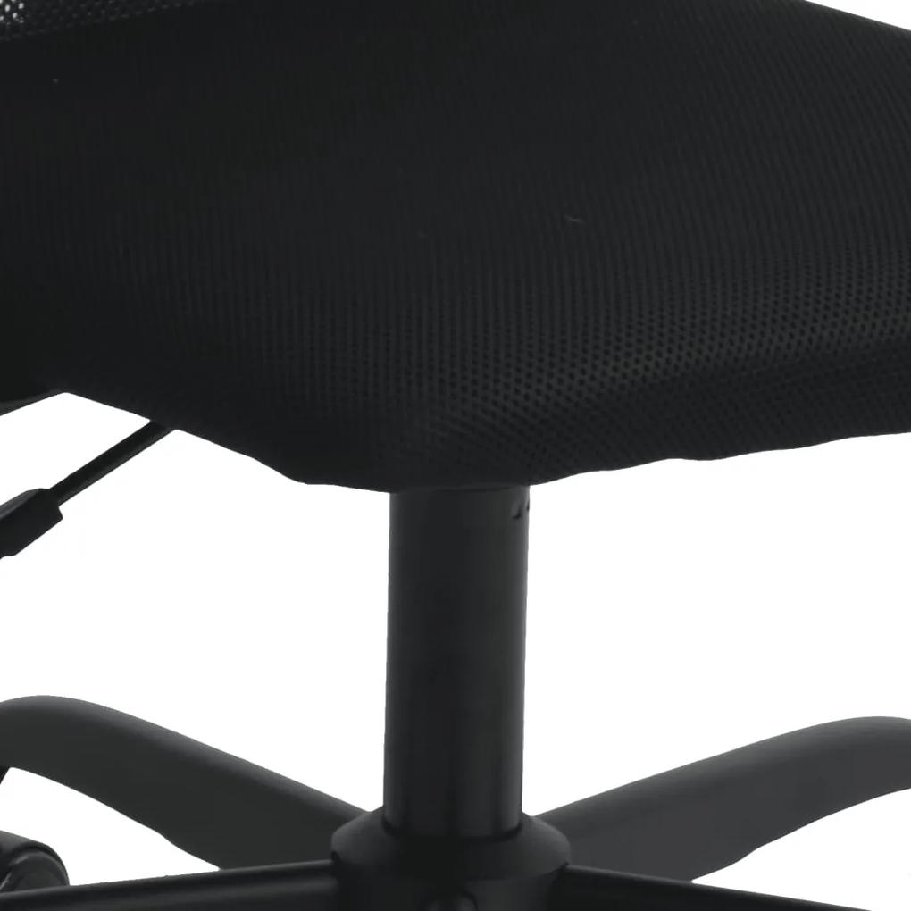Cadeira de escritório tecido de malha e couro artificial preto