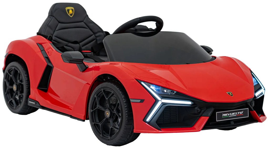 Carro elétrico para Crianças Lamborghini Revuelto 12V 4x4 Rodas Espuma EVA, Assento couro ecológico Vermelho