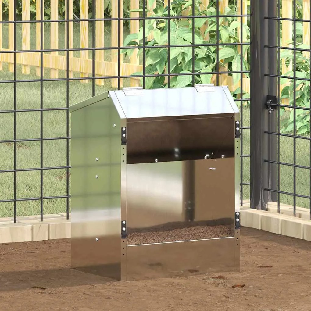 vidaXL Comedouro para Coelhos Prateado 64.5 x 25.5 x 45.5 cm