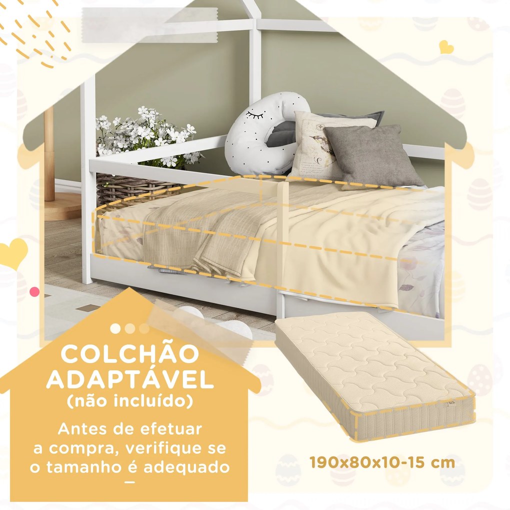Cama Infantil em Forma de Casa "Dolly" - 90x190 cm - Estrutura de Made