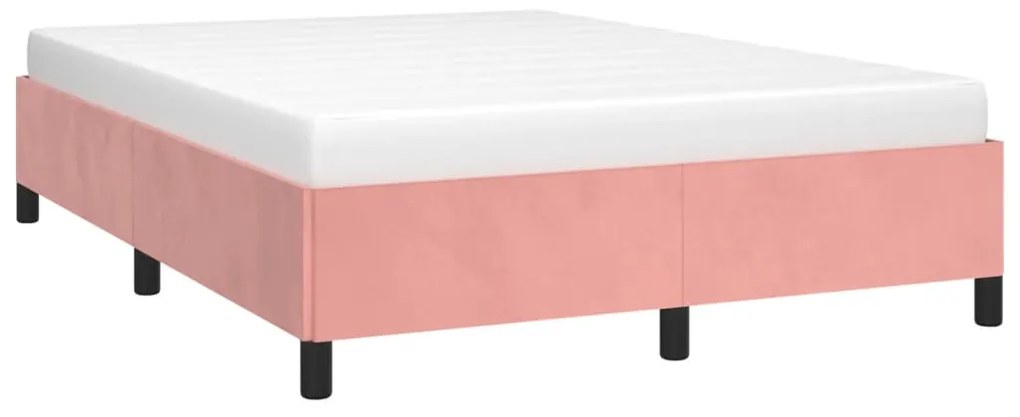 Estrutura de cama 140x190 cm veludo rosa