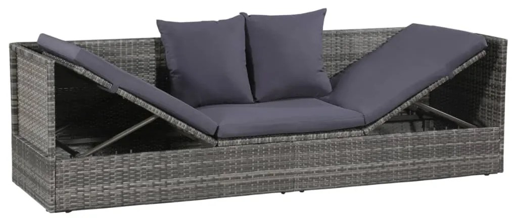 Espreguiçadeira de jardim 200x60 cm vime PE cinzento