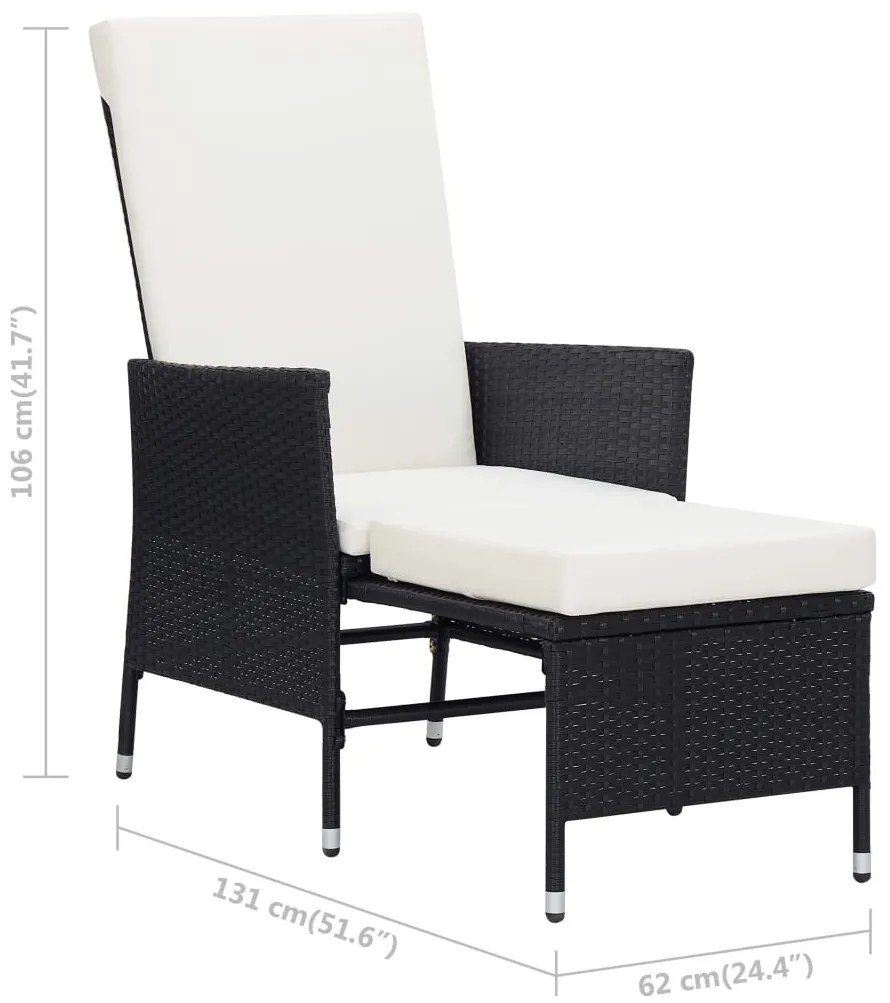 2 pcs conjunto lounge de jardim c/ almofadões vime PE preto