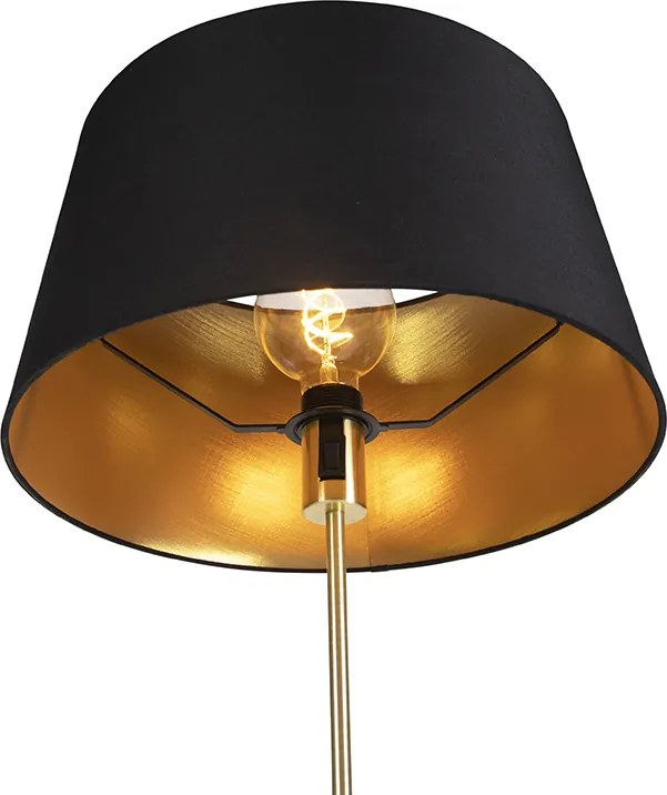 Candeeiro de pé dourado/latão com abajur preto 45 cm ajustável - Parte