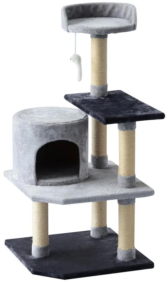 PawHut Árvore para gatos Arranhador Grande com Plataformas para Brincar coberta de Pelucía Bege 48x48x100 cm