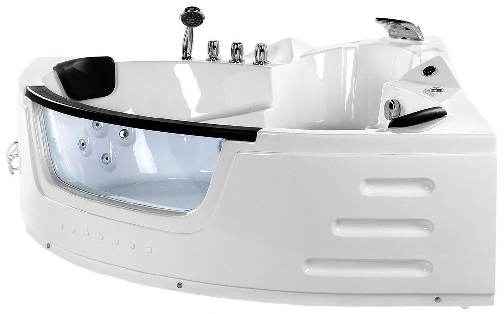 Banheira de hidromassagem de canto em acrílico branco com LED 214 x 155 cm MARTINICA Beliani