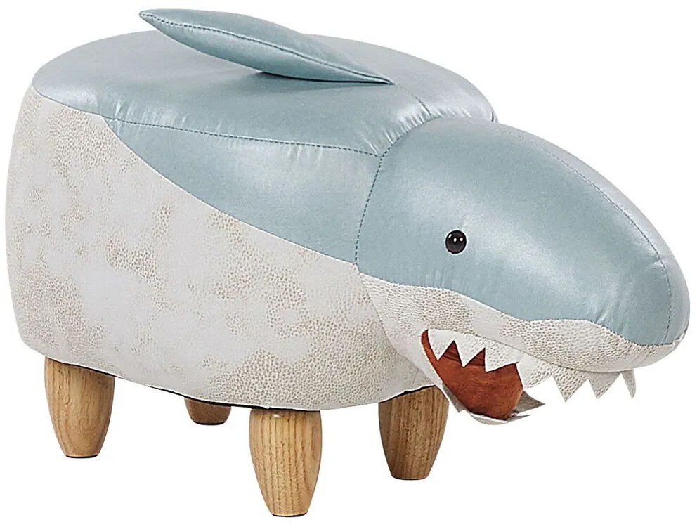 Tamborete em tecido azul e branco SHARK Beliani