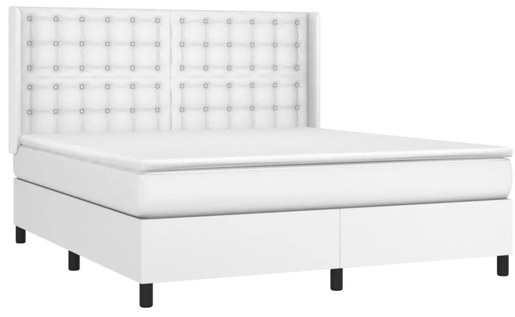 Cama com molas/colchão 180x200 cm couro artificial branco