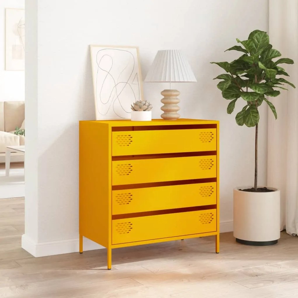 Aparador 68x39x73,5 cm aço laminado a frio amarelo mostarda