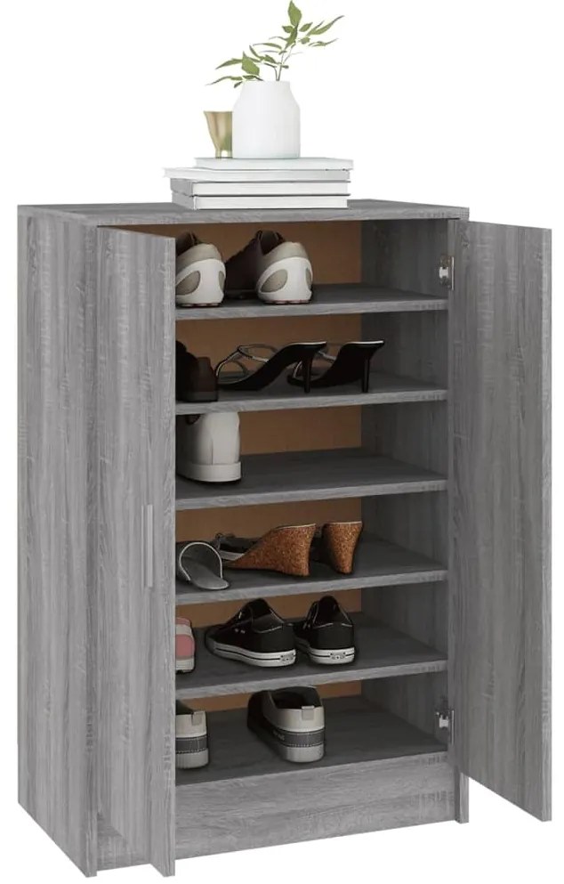 Sapateira 60x35x92 cm derivados de madeira sonoma cinza