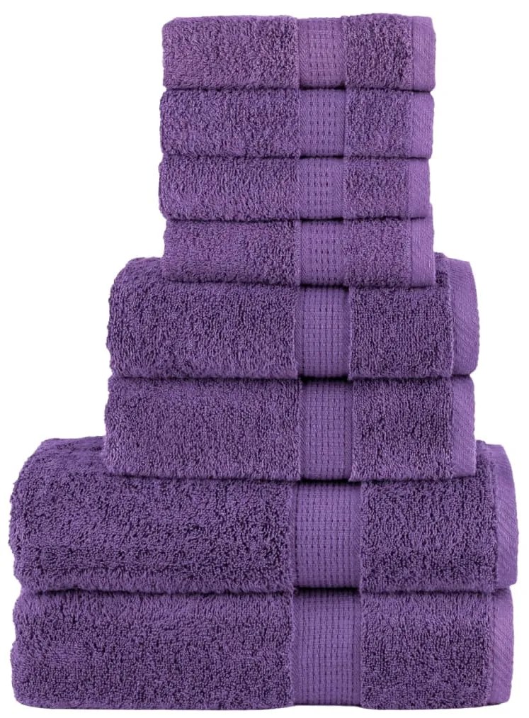 vidaXL 8pcs Conjunto toalhas banho premium SOLUND 600 gsm roxo