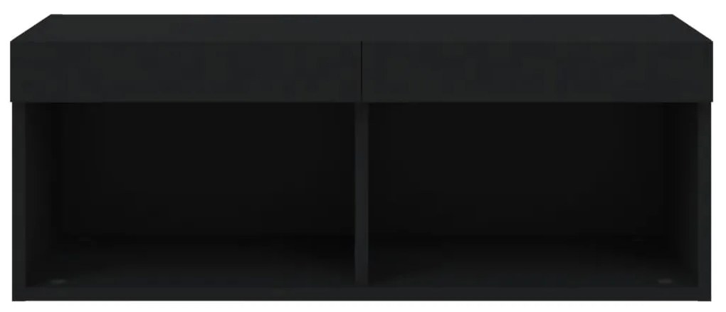 Móvel de TV com luzes LED 80x30x30 cm preto