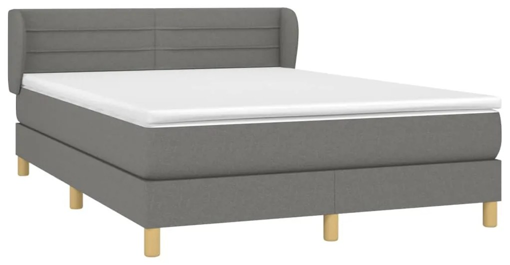 Cama com molas/colchão 140x190 cm tecido cinzento-escuro