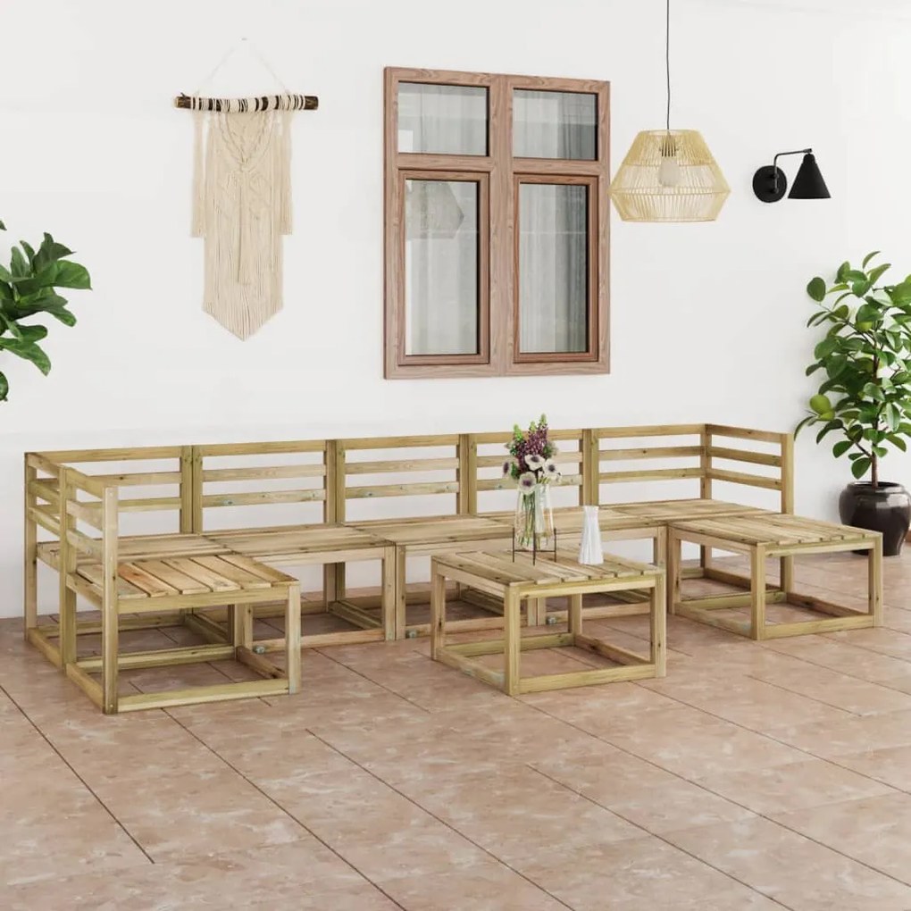 8 pcs conjunto lounge de jardim pinho impregnado verde