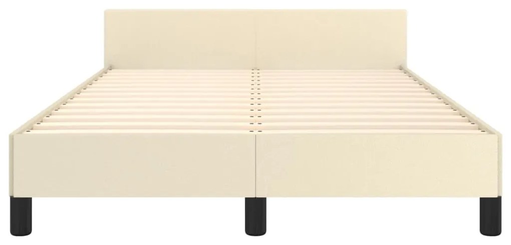 Estrutura de cama c/ cabeceira couro artificial 120x200cm creme