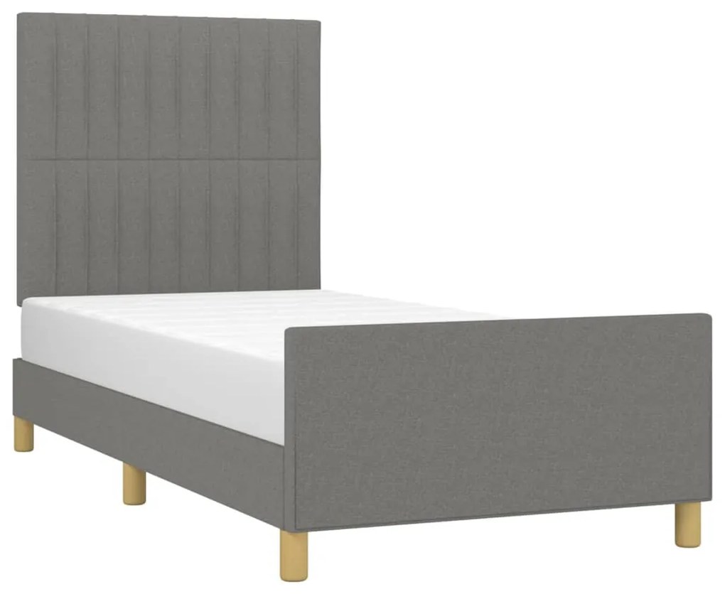 Estrutura de cama sem colchão 90x200 cm tecido cinzento-escuro