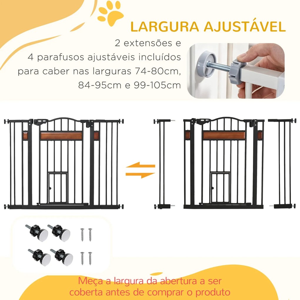 PawHut Barreira de Segurança para Cães Extensível para Portas Escadas