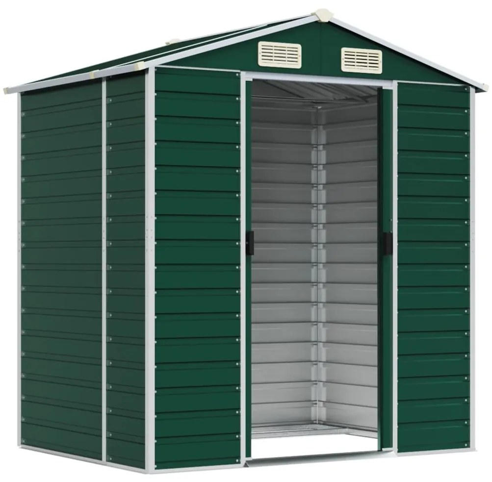 Abrigo de jardim 191x130x198 cm aço galvanizado verde