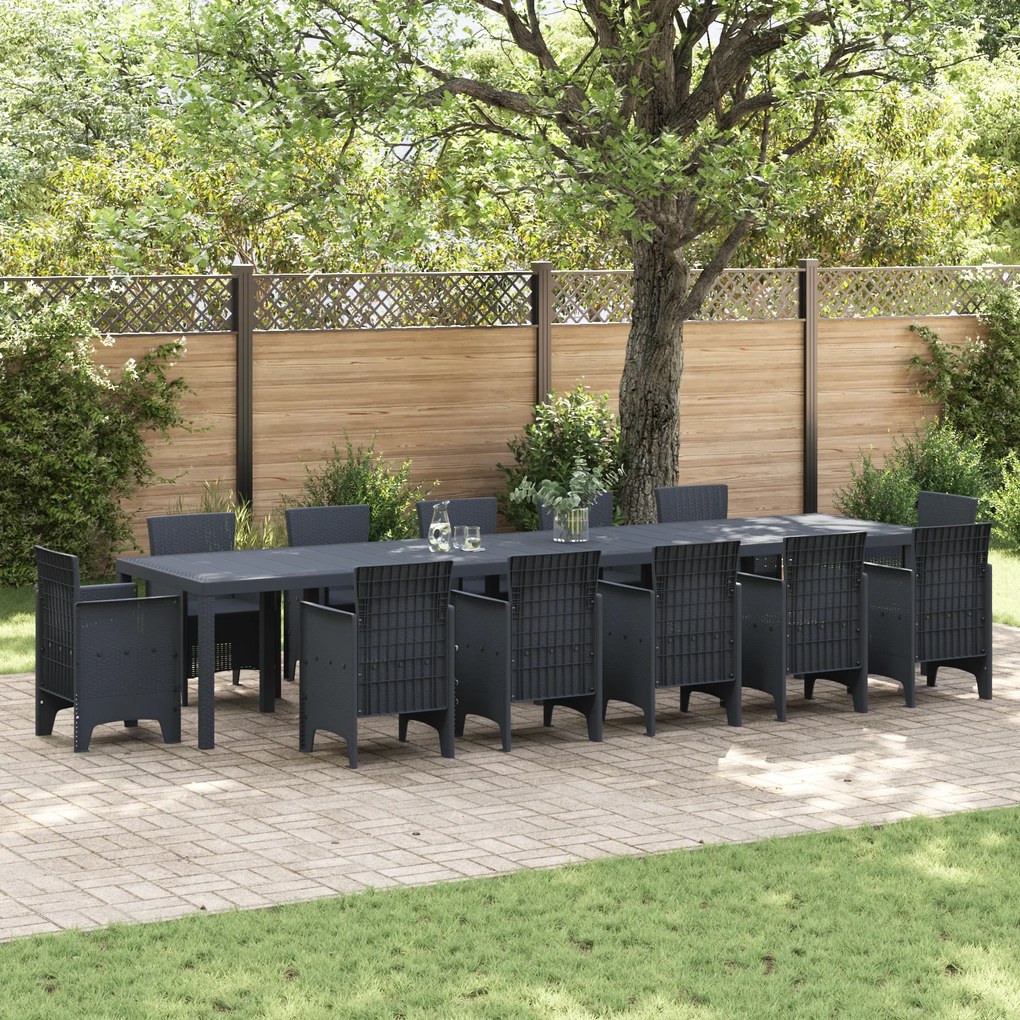 Mesa de Jardim vidaXL Antracite 400x100x73 cm Poly Rattan