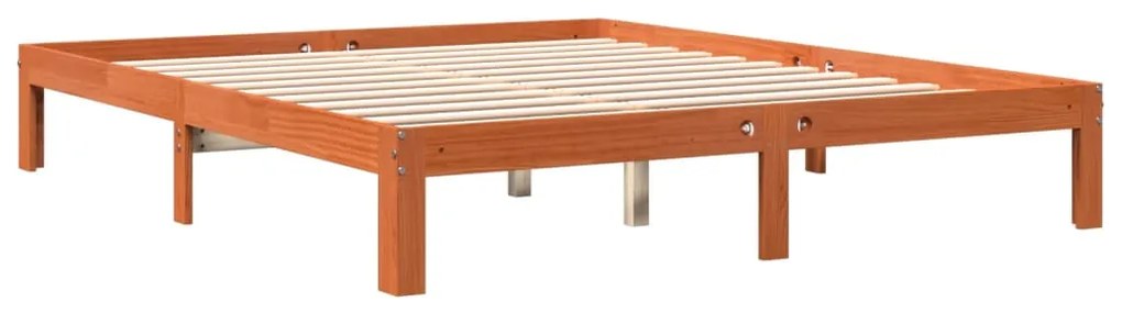 Estrutura de cama 180x200 cm madeira pinho maciço castanho cera