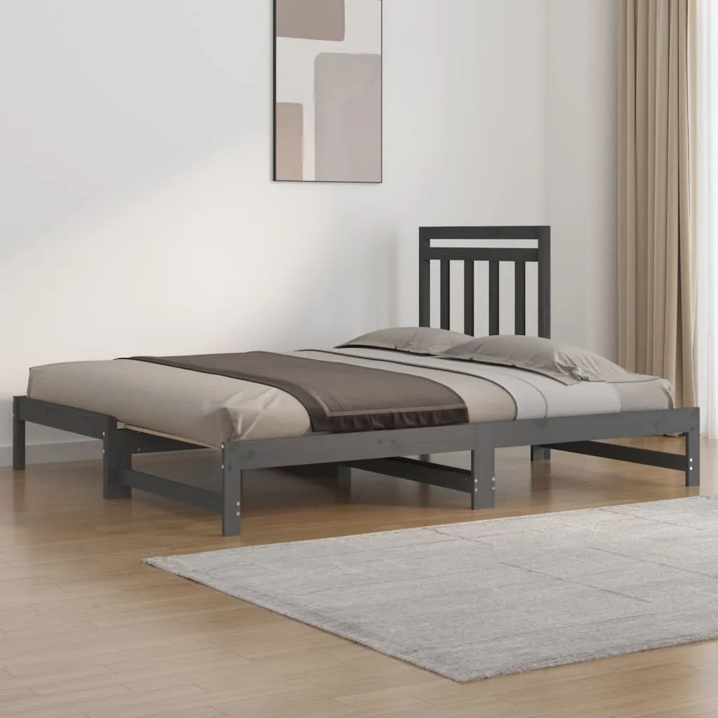 Sofá-cama de puxar 2x(90x200) cm pinho maciço cinza