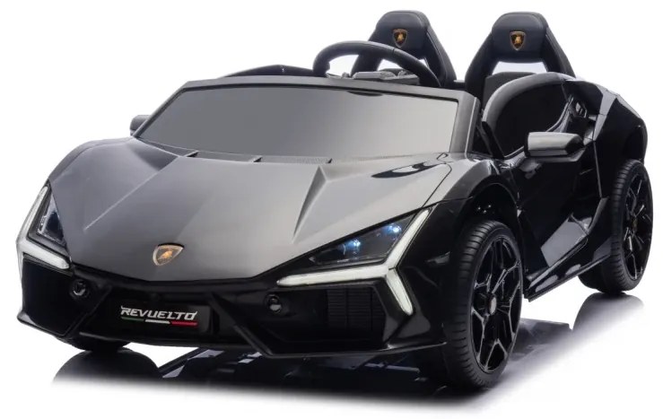 Carro elétrico para Crianças 2 Lugares Lamborghini Revuelto XL 24V 4x4 Rodas Espuma EVA, Assento Couro ecológico Preto