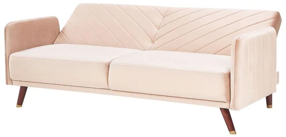 Sofá-cama de 3 lugares em veludo creme SENJA Beliani
