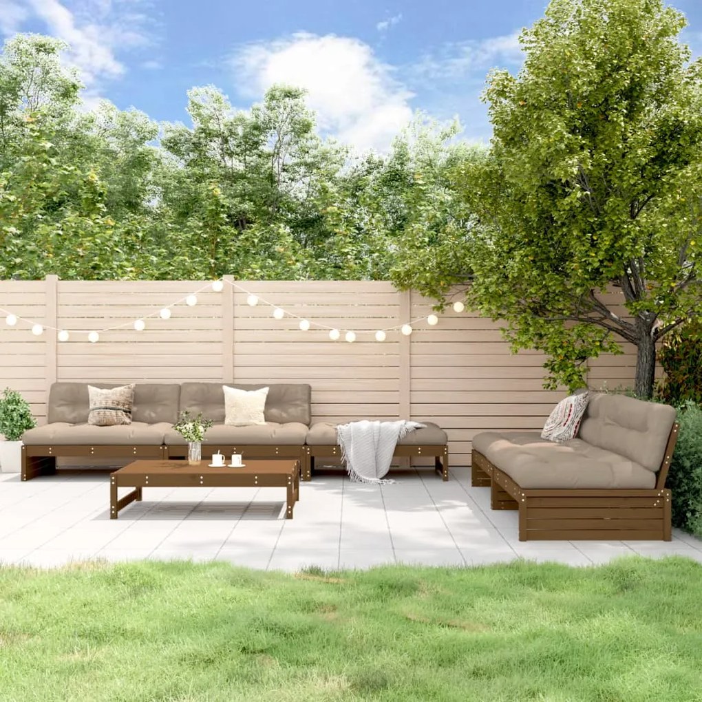 vidaXL 6 pcs conjunto lounge de jardim pinho maciço castanho-mel