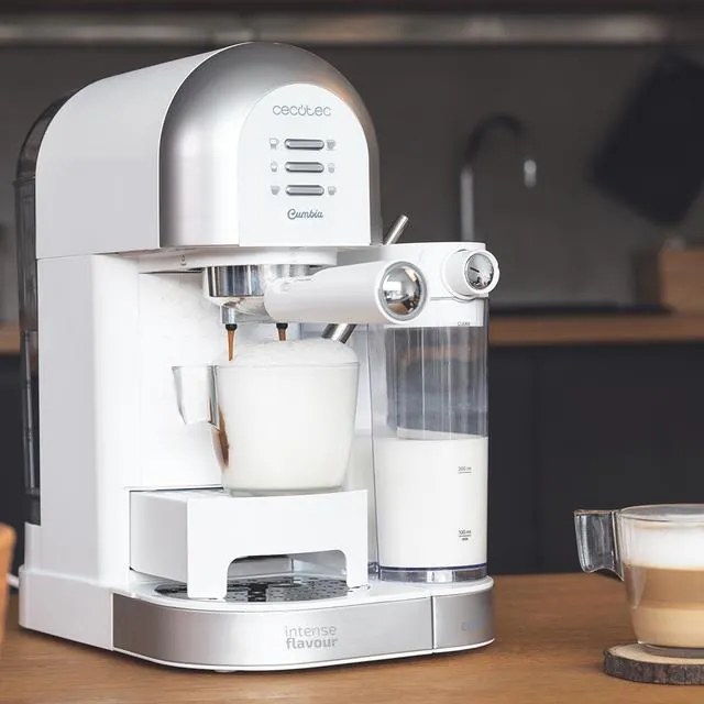 Máquina de café semi-automática Power Instant-ccino 20 Chic Serie Bianca, para café moído e cápsulas, 20 Bars, Depósito de leite 0.7ml, Depósito de ág