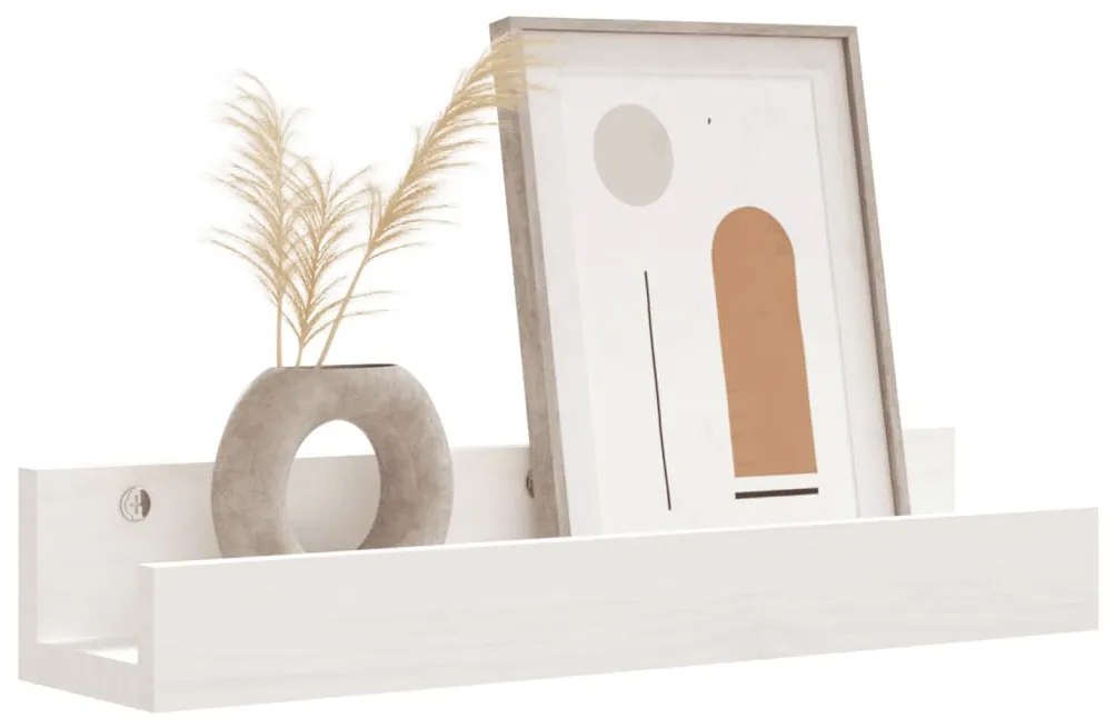 Prateleiras de parede 2 pcs 50x12x9 cm pinho maciço branco