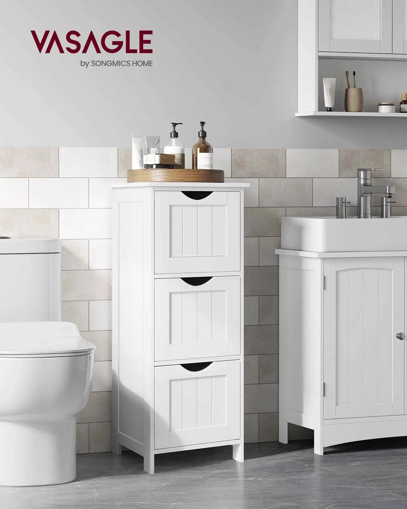 Armário casa de banho com 3 gavetas 32 x 30 x 81 cm Branco mate