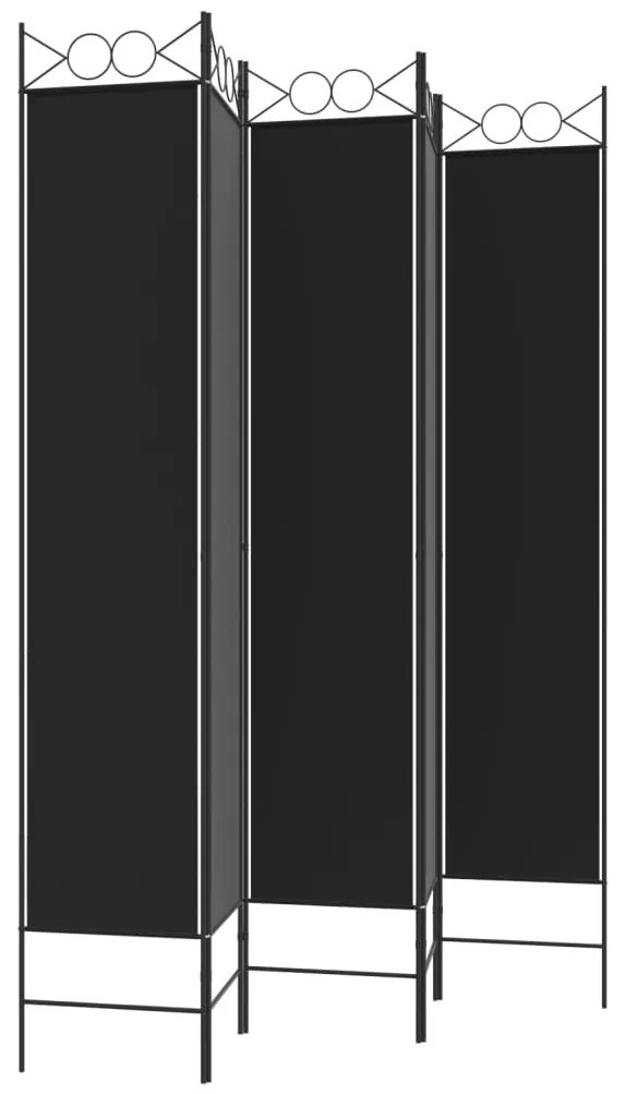 Biombo/divisória com 5 painéis 200x220 cm tecido preto