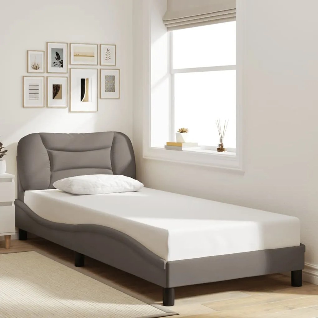 Estrutura de cama sem colchão 80x200 cm tecido cinzento