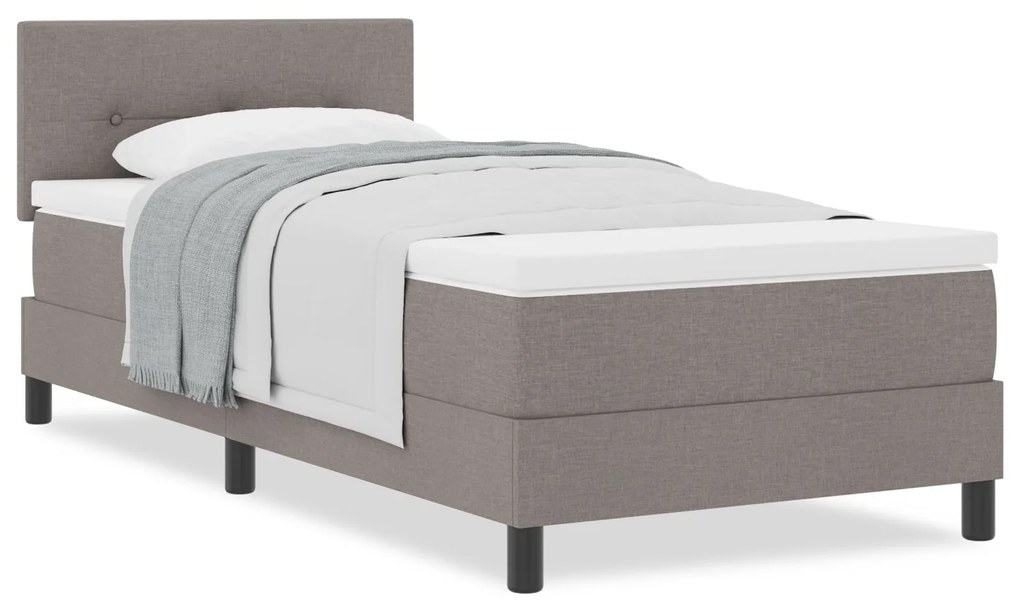 Cama box com colchão taupe 100x200 cm tecido