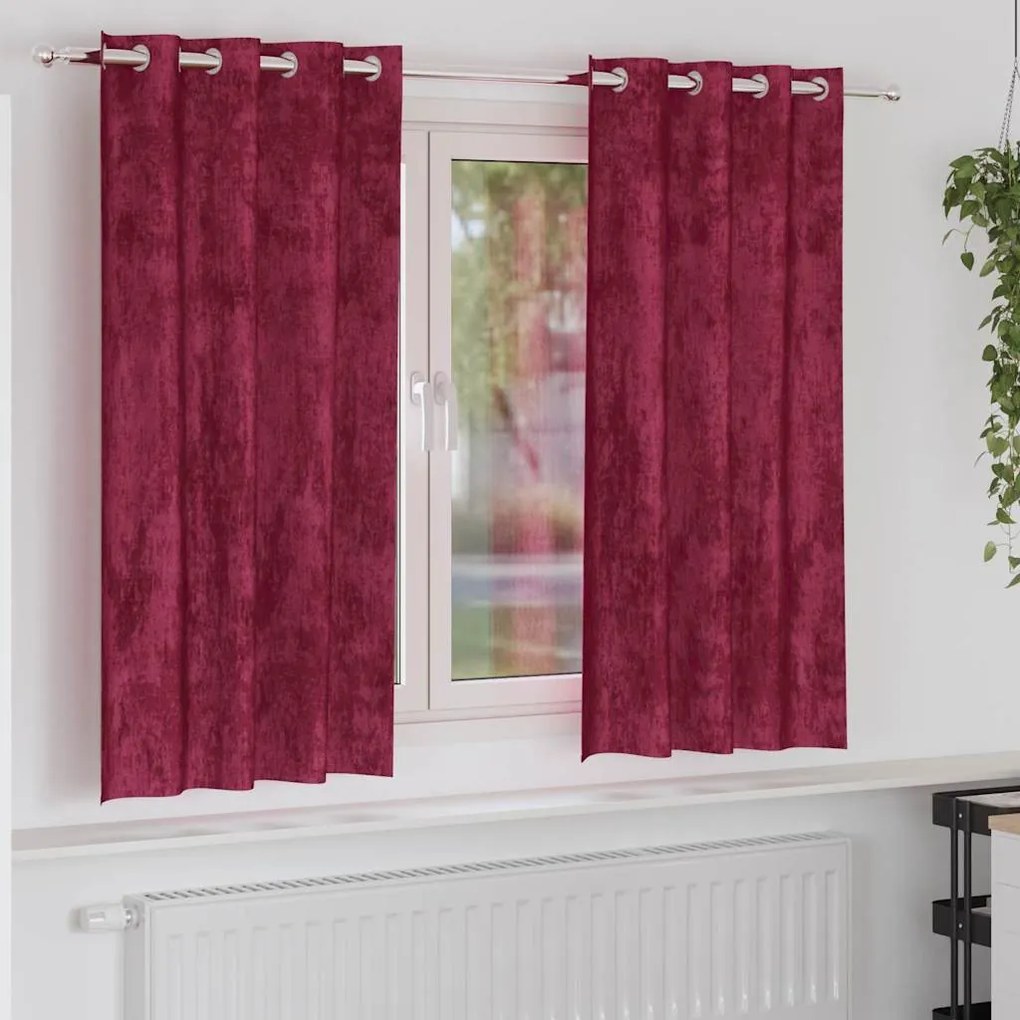 vidaXL Cortinas de Veludo 2 pcs Vinho Vermelho 175 x 140 cm Veludo