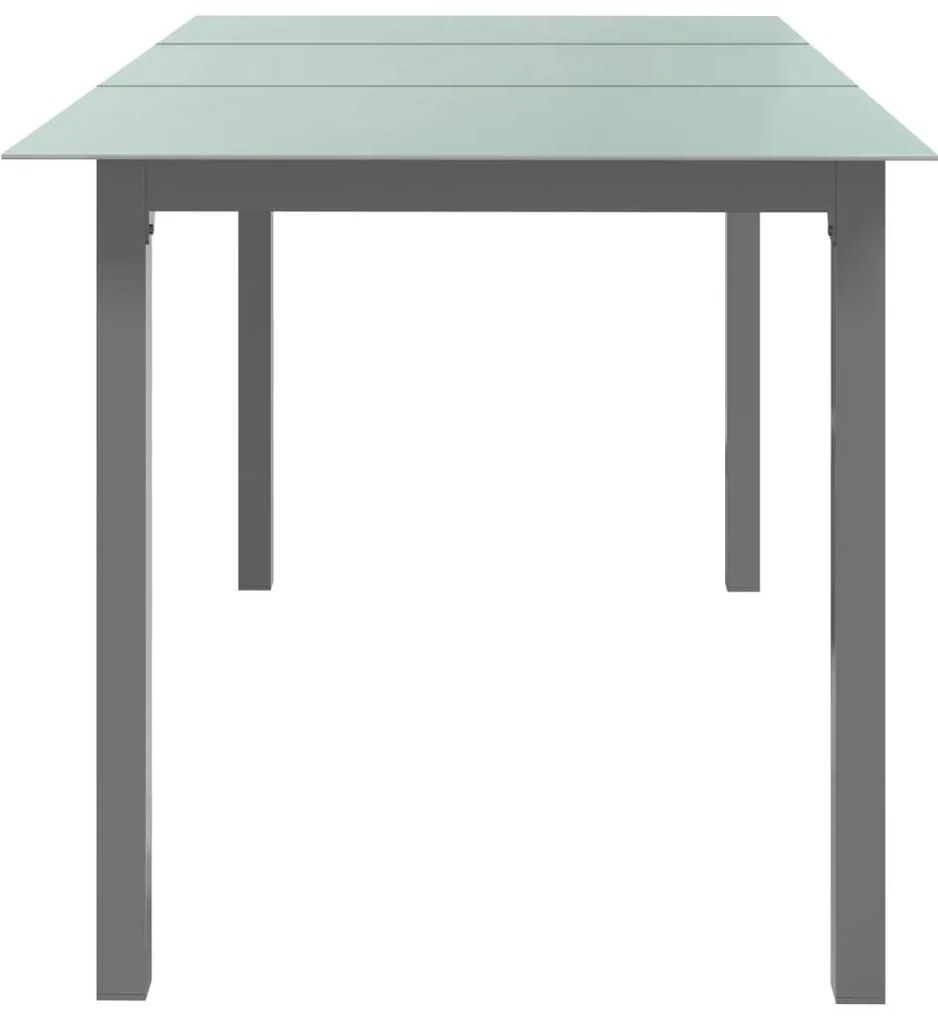 Mesa de jardim em alumínio e vidro 150x90x74 cm cinzento-claro