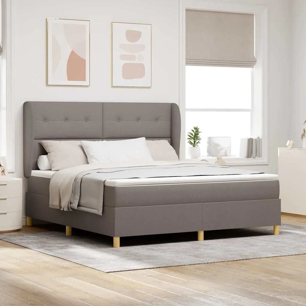 vidaXL Cama Box com Colchão Taupe 180x200 cm Tecido