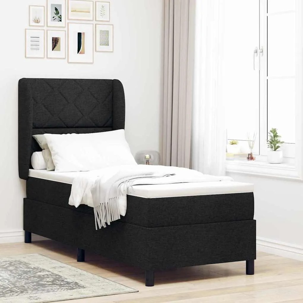 Cama Box com Colchão vidaXL - Preto - 80x200 cm - Tecido